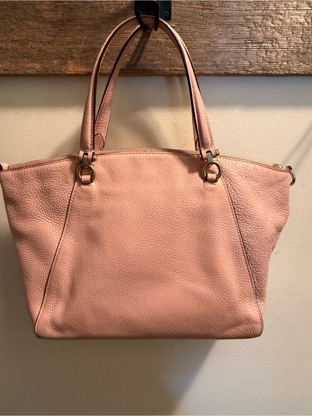 Coach Blush Pink Pebbled Leather Tote with Gold Hardware - Picture 2 of 2
